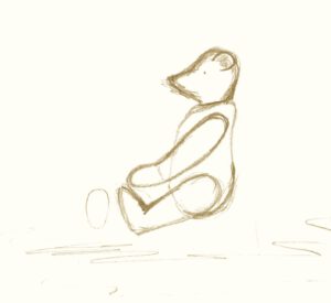 Skizze eines Teddybären in sepia